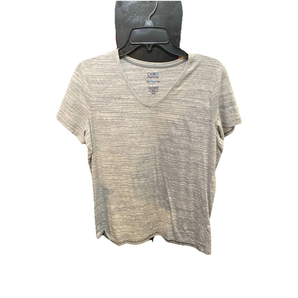 Croft & Barrow Classic Tee Gray Short Sleeve Cotton Blend T-Shirt Women's L